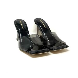 NWT - Good American Black & Clear Heels/Wedges Size 4
